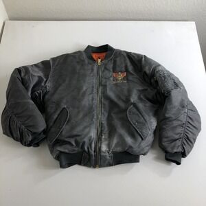 Flyers Man Intermediate MA-1 Bomber Gold Wing Jacket Motorcycle Embroidered XL
